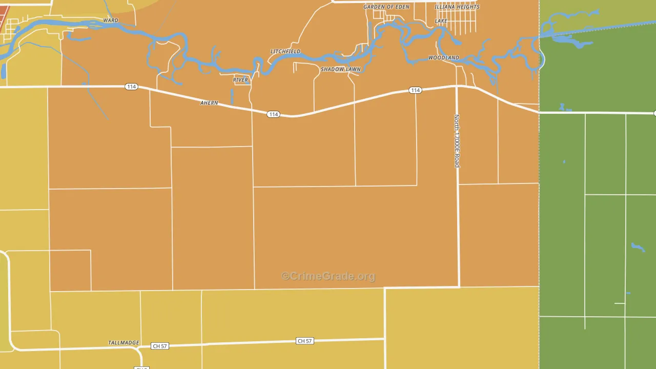 Shadow Lawn, IL Map of Burglary Rates