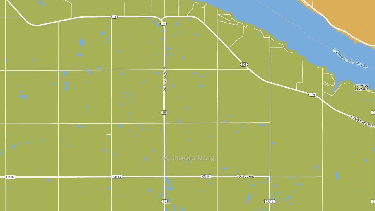 Shady Beach, SD Map of Burglary Rates