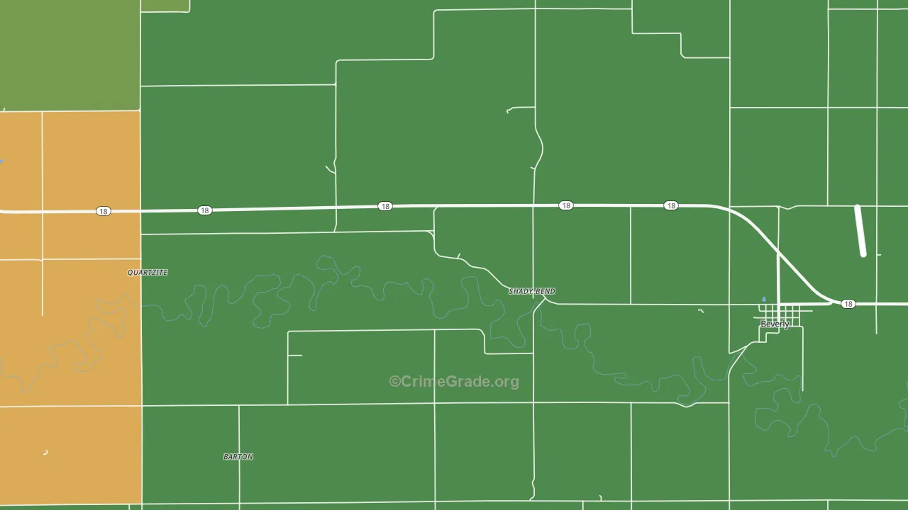 Shady Bend, KS Map of Burglary Rates