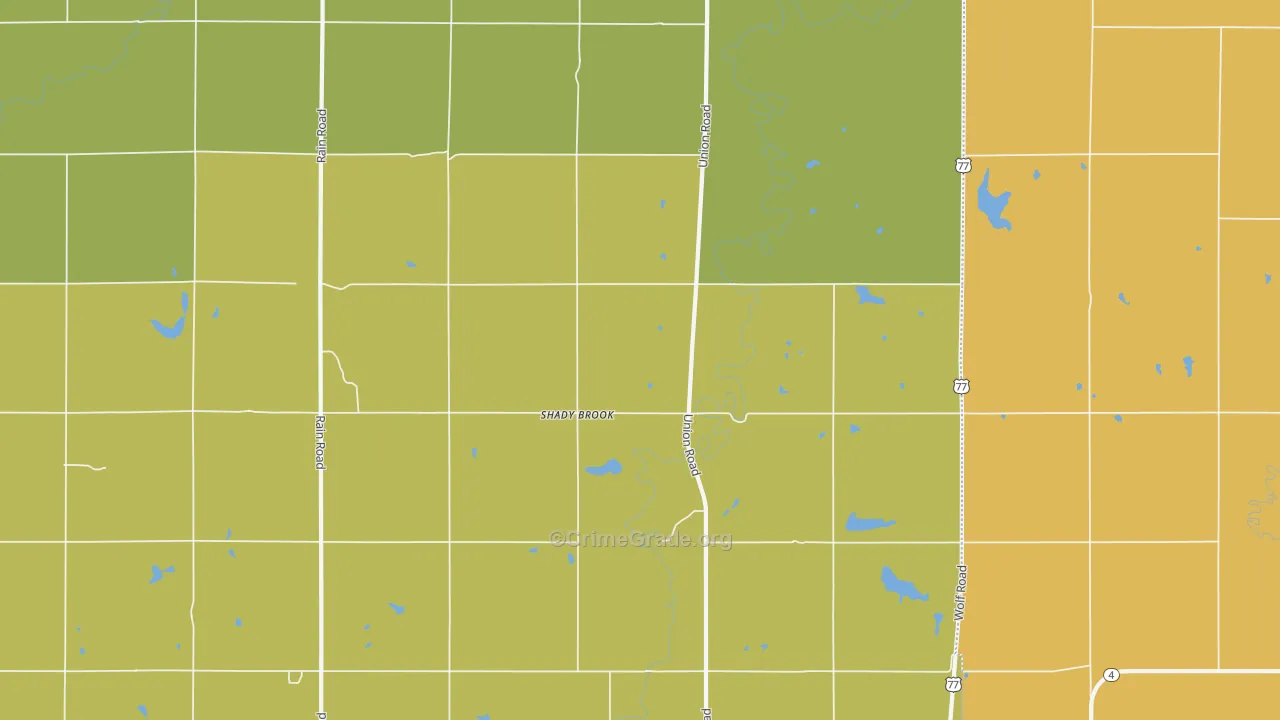 Shady Brook, KS Map of Burglary Rates