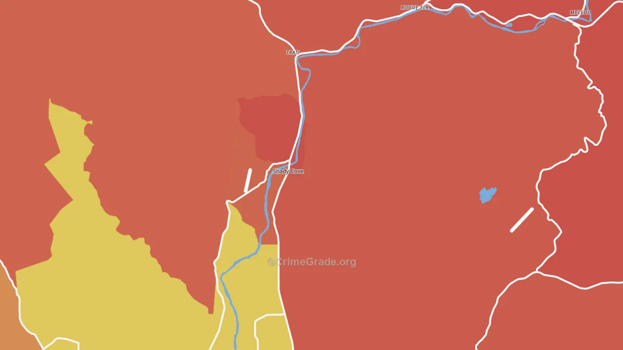 Shady Cove, OR Map of Burglary Rates