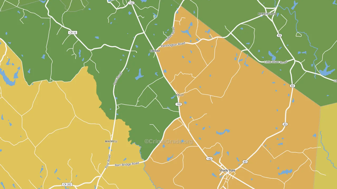 Shady Dale, GA Map of Burglary Rates