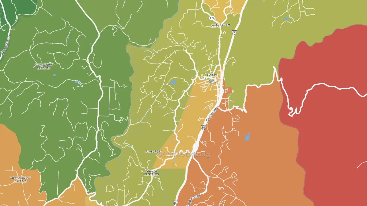 Shady Glen, CA Map of Burglary Rates