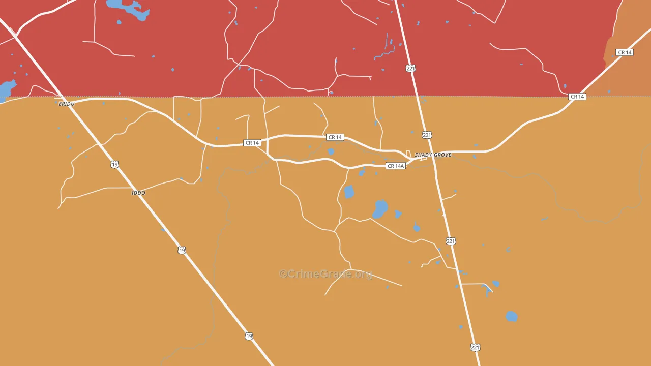 Shady Grove, FL Map of Burglary Rates