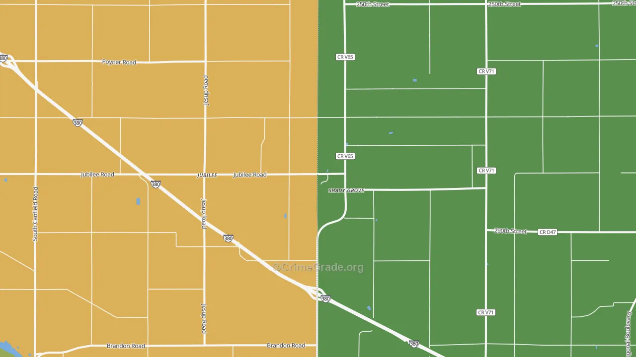 Shady Grove, IA Map of Burglary Rates