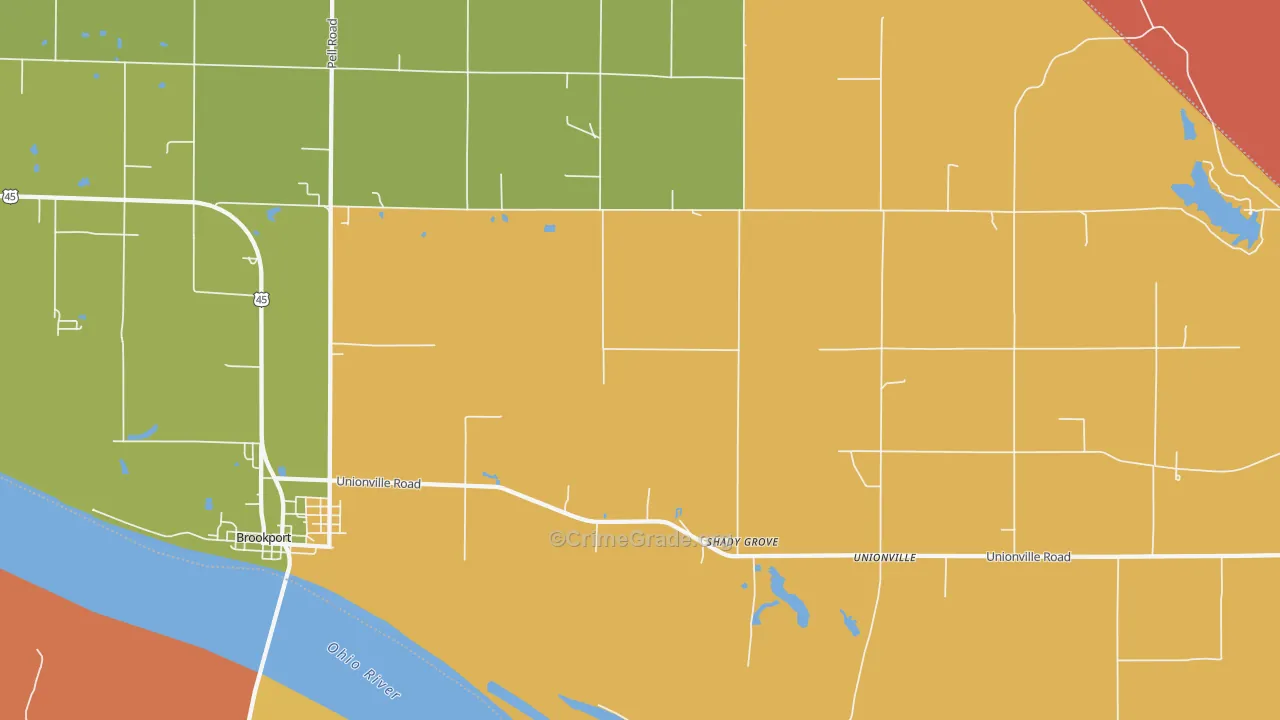 Shady Grove, IL Map of Burglary Rates