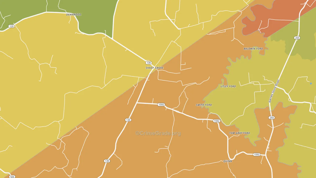 Shady Grove, KY Map of Burglary Rates