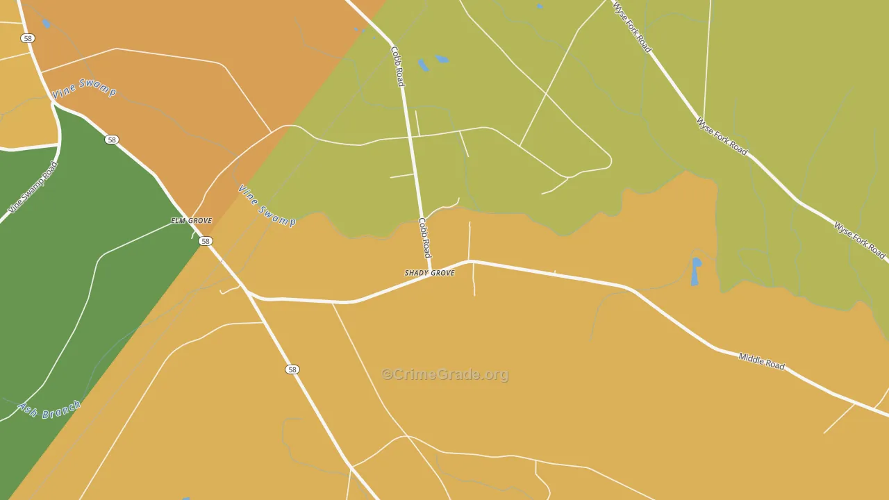 Shady Grove, NC Map of Burglary Rates