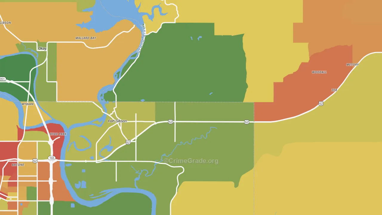 Shady Grove, OK Map of Burglary Rates