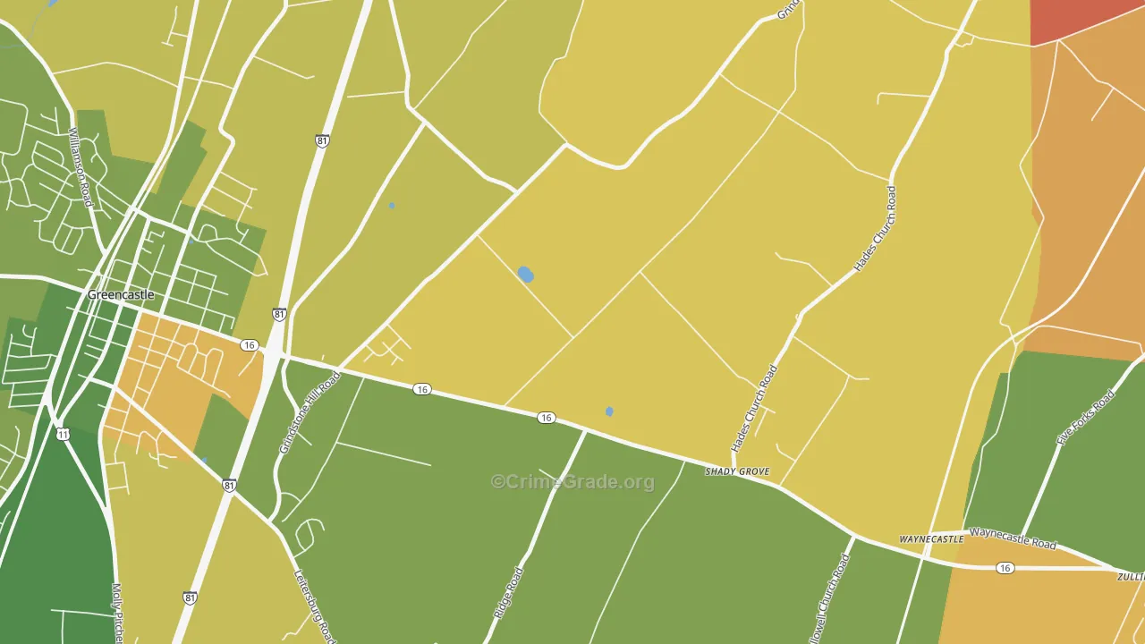 Shady Grove, PA Map of Burglary Rates