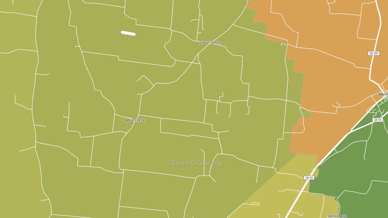 Shady Grove, TN Map of Burglary Rates