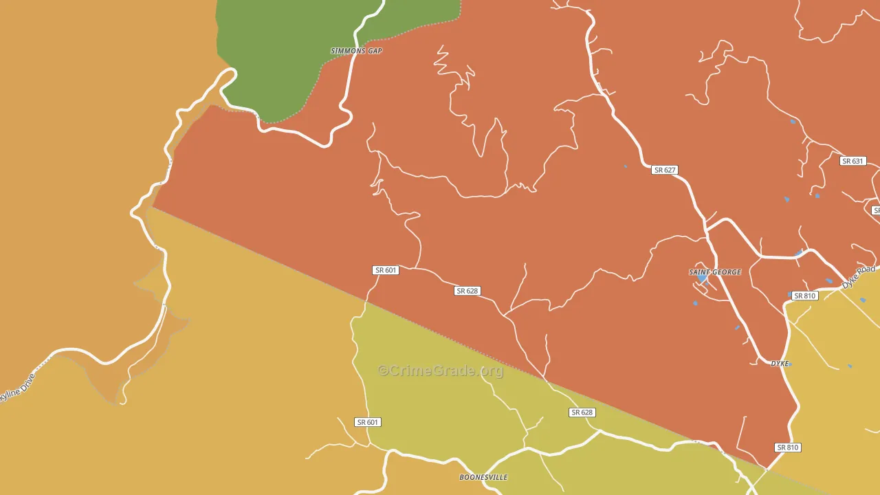 Shady Grove, VA Map of Burglary Rates