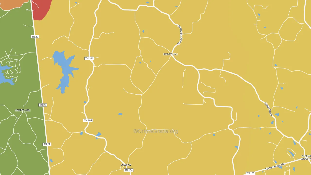 Shady Hill, TN Map of Burglary Rates