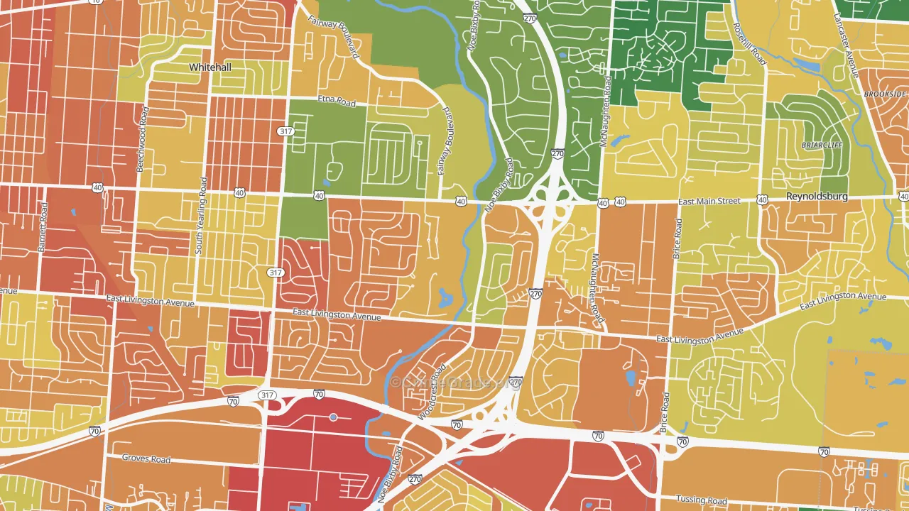 Shady Lane, Columbus, OH Map of Burglary Rates