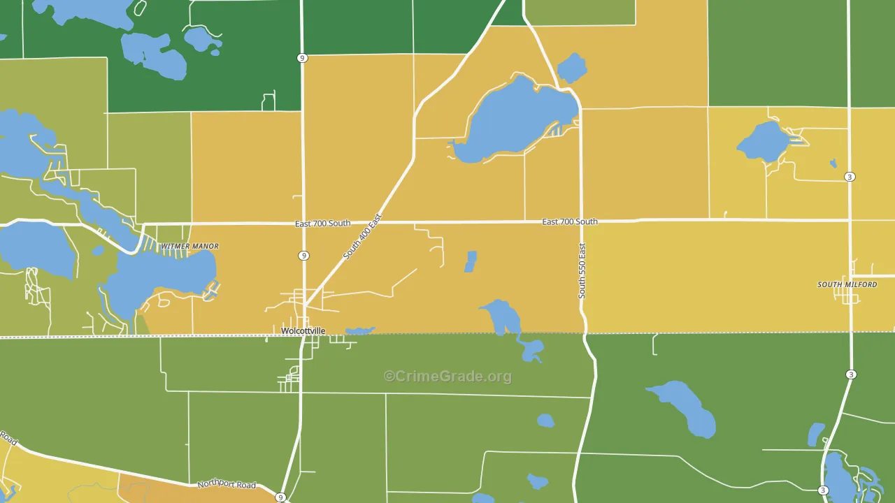 Shady Nook, IN Map of Burglary Rates