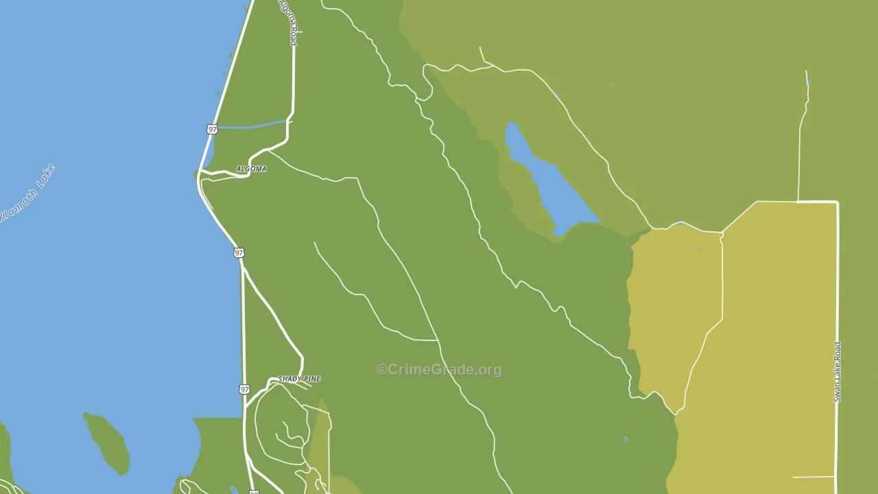 Shady Pine, OR Map of Burglary Rates