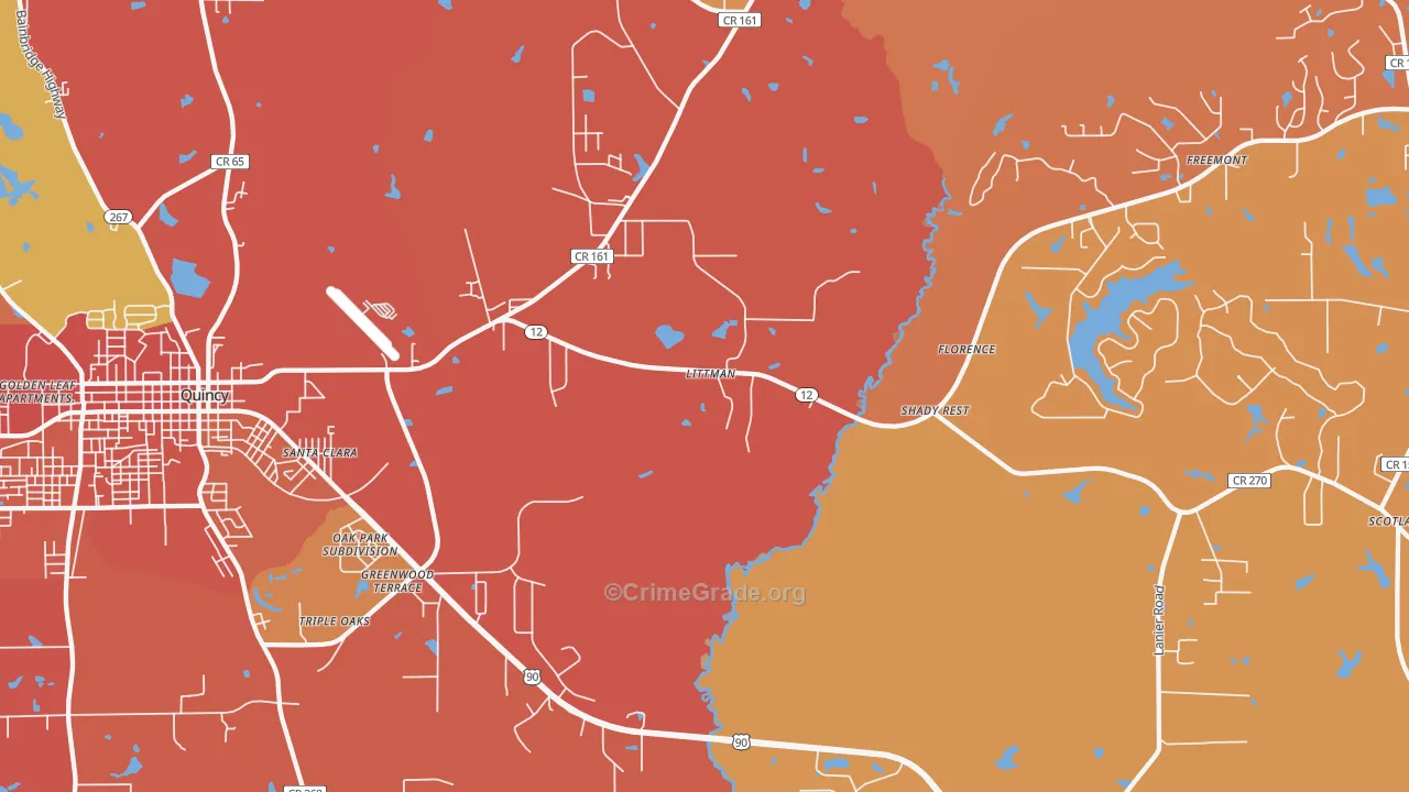 Shady Rest, FL Map of Burglary Rates