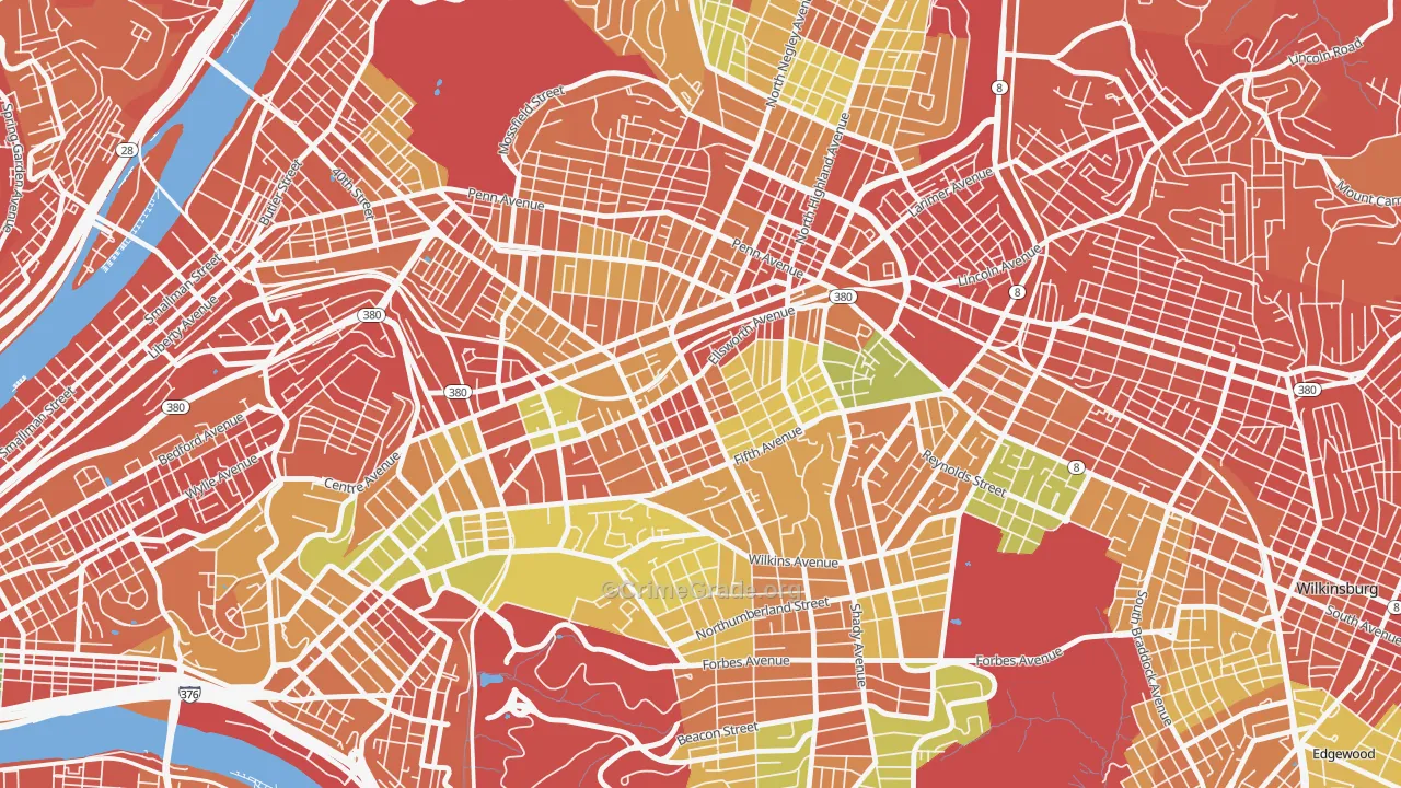 Shadyside, Pittsburgh, PA Map of Burglary Rates