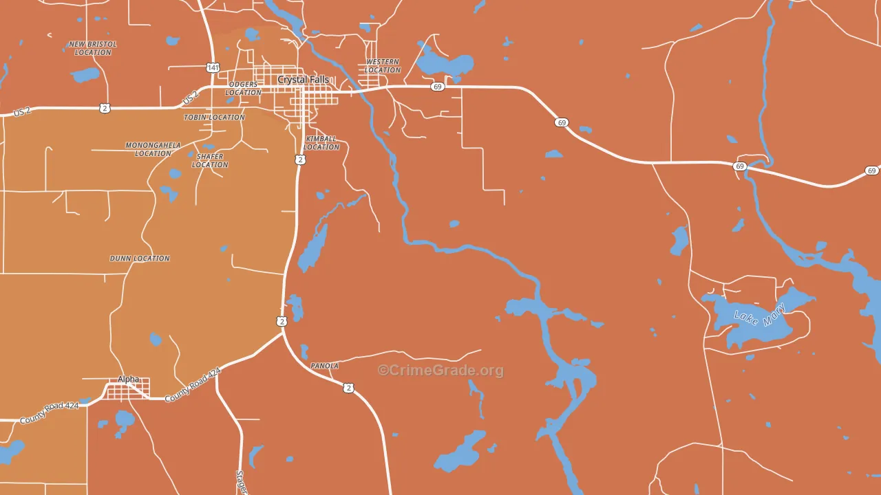 Shafer Location, MI Map of Burglary Rates