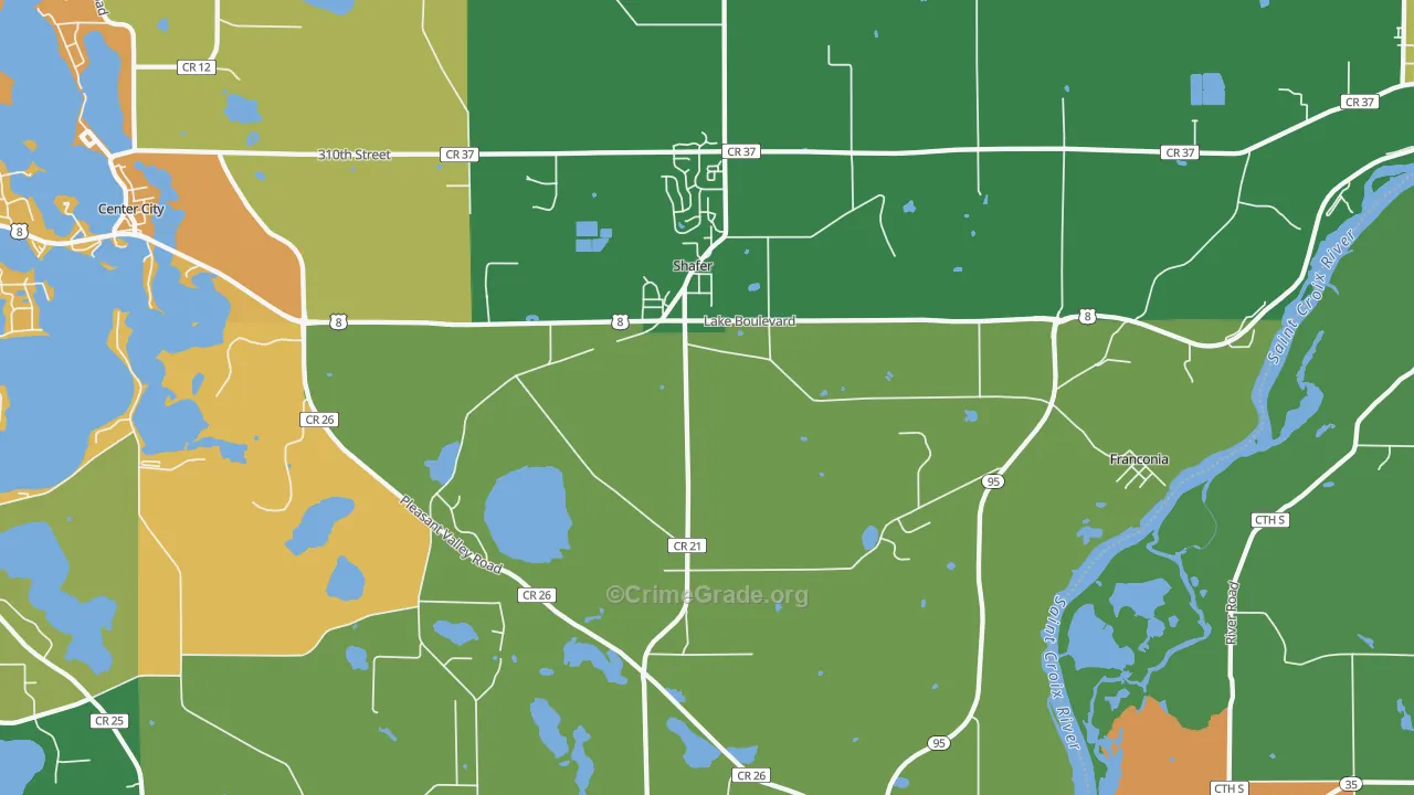 Shafer, MN Map of Burglary Rates