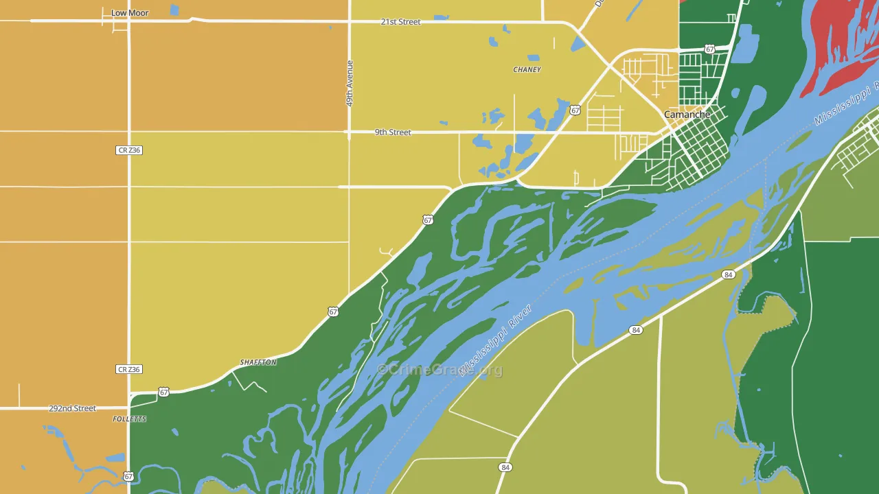 Shaffton, IA Map of Burglary Rates