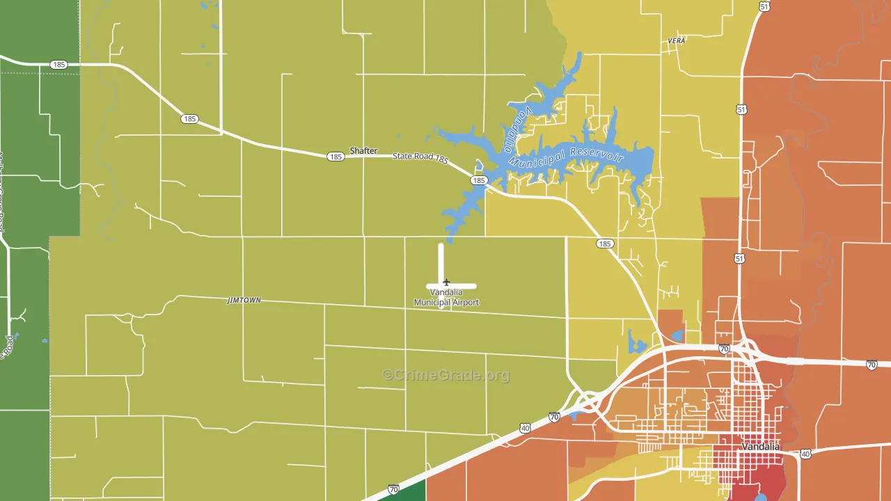 Shafter, IL Map of Burglary Rates
