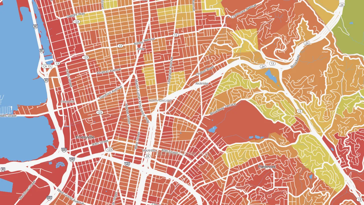 Shafter, Oakland, CA Map of Burglary Rates