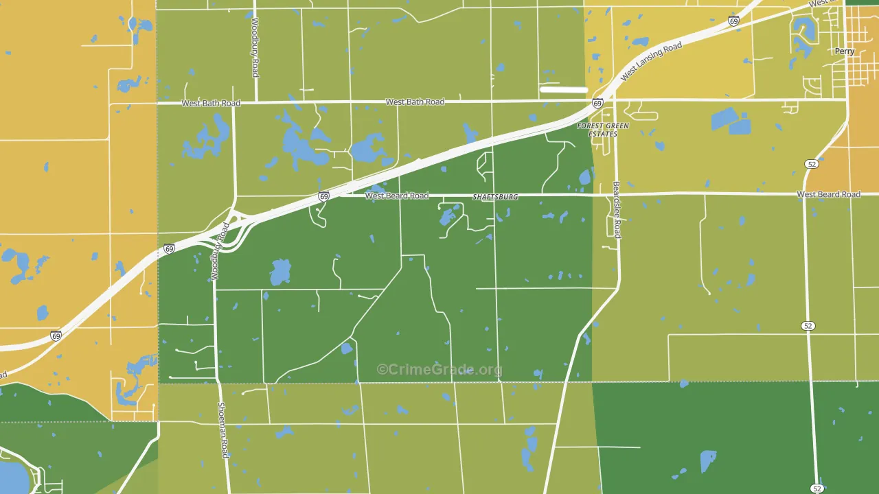 Shaftsburg, MI Map of Burglary Rates