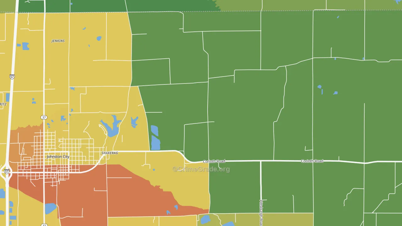 Shakerag, IL Map of Burglary Rates
