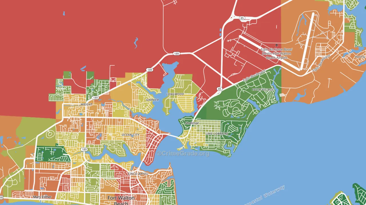 Shalimar, FL Map of Burglary Rates