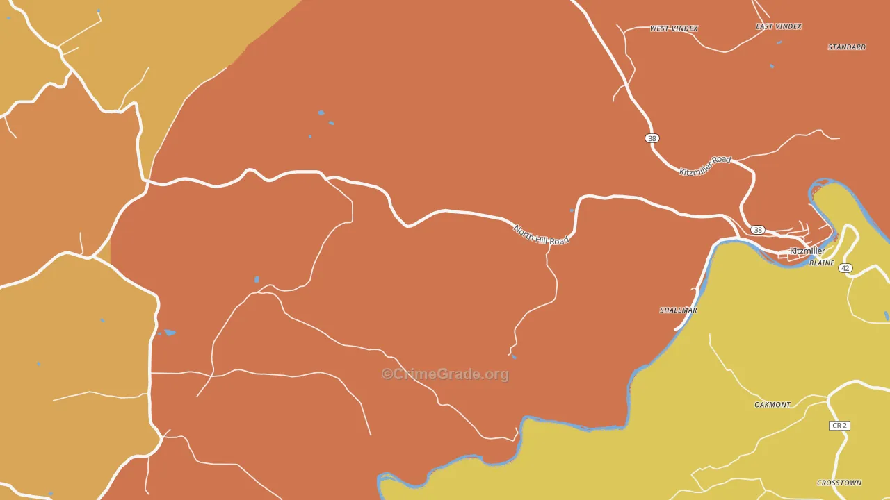 Shallmar, MD Map of Burglary Rates
