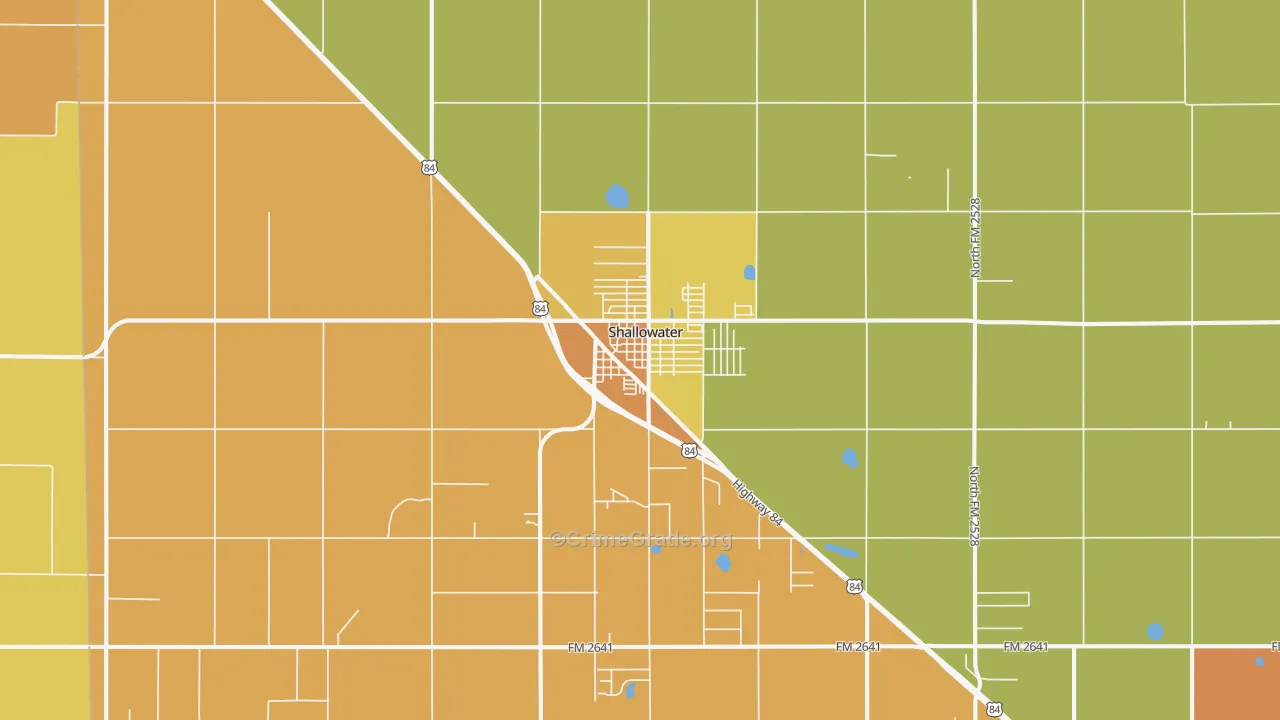 Shallowater, TX Map of Burglary Rates