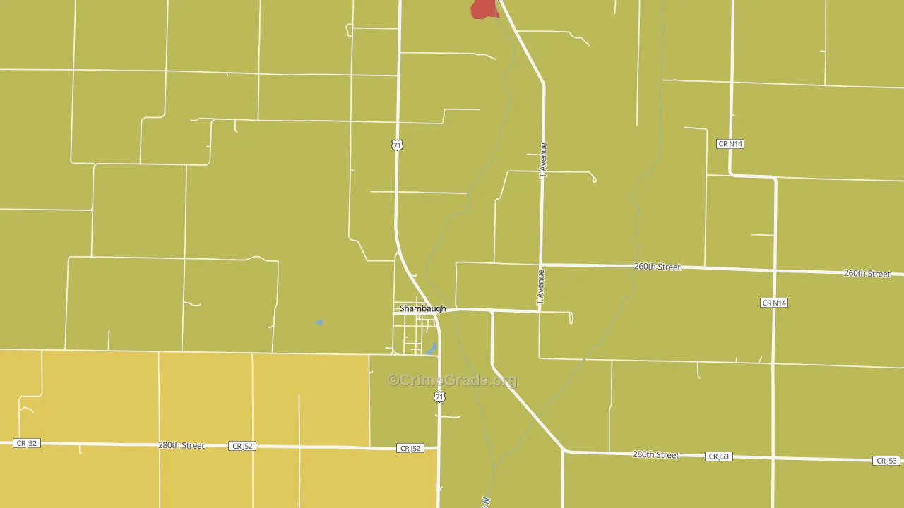 Shambaugh, IA Map of Burglary Rates