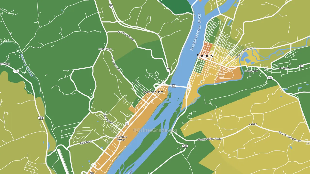 Shamokin Dam, PA Map of Burglary Rates
