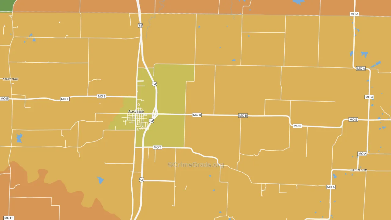 Shamrock, MO Map of Burglary Rates