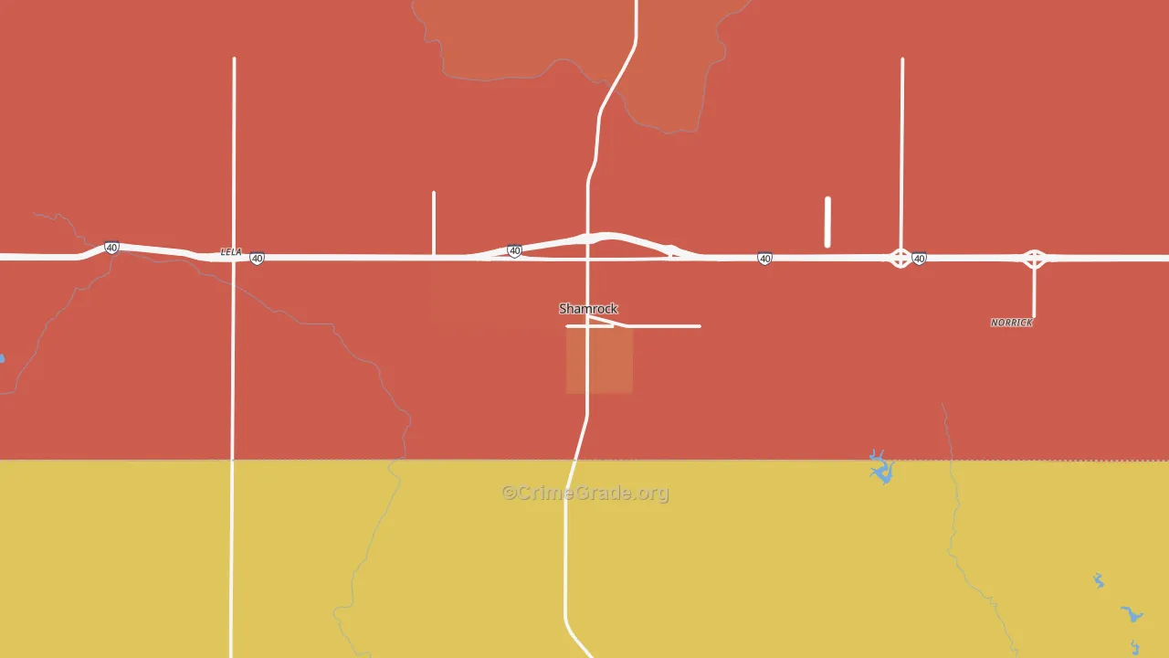 Shamrock, TX Map of Burglary Rates