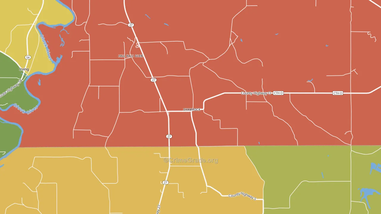 Shamrock, WI Map of Burglary Rates
