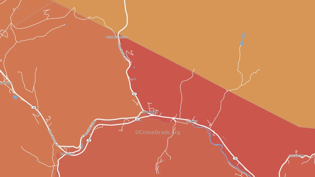 Shandaken, NY Map of Burglary Rates