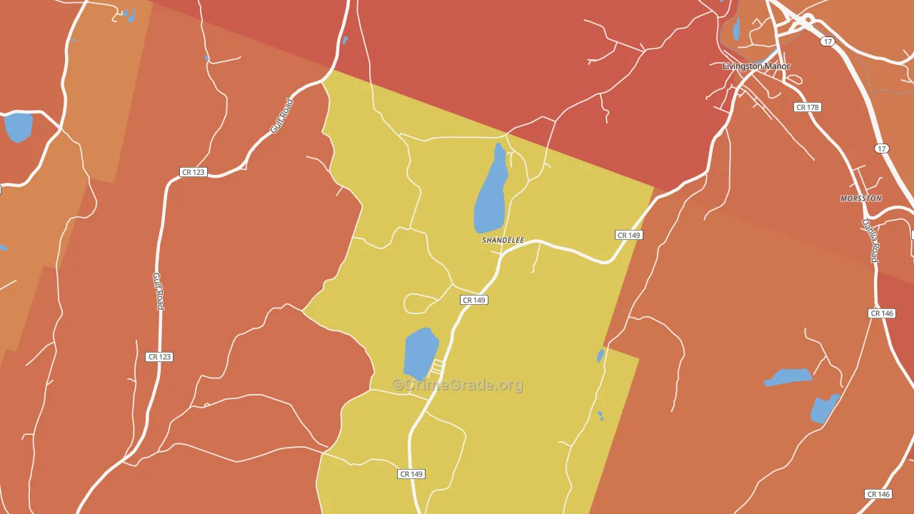 Shandelee, NY Map of Burglary Rates