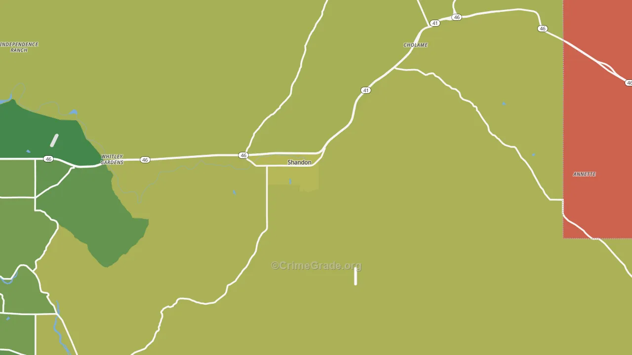 Shandon, CA Map of Burglary Rates