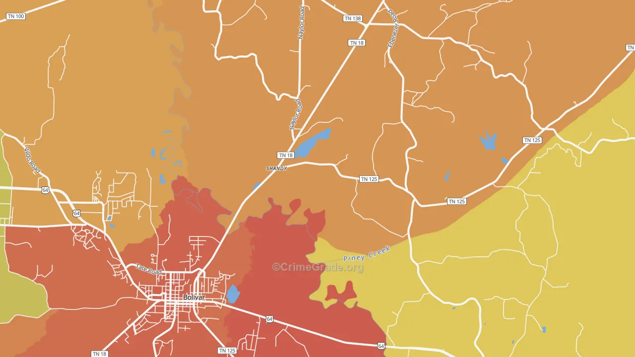 Shandy, TN Map of Burglary Rates
