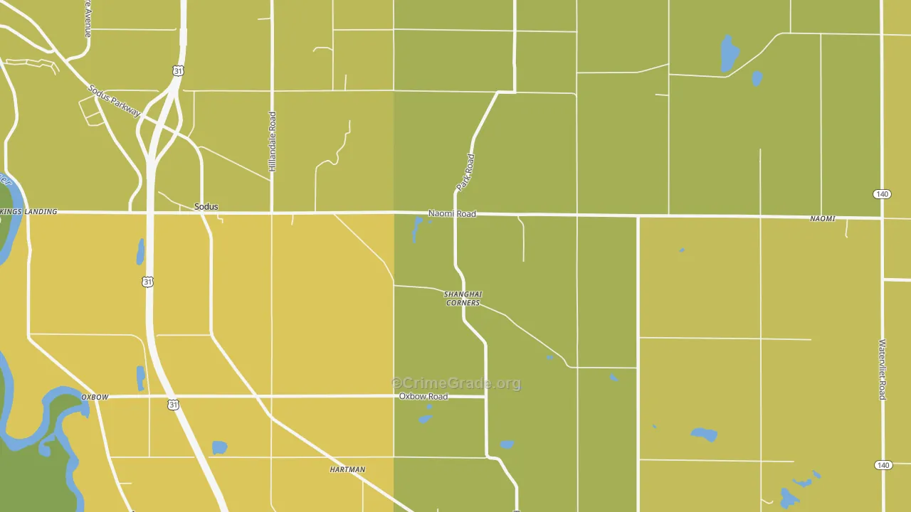Shanghai Corners, MI Map of Burglary Rates
