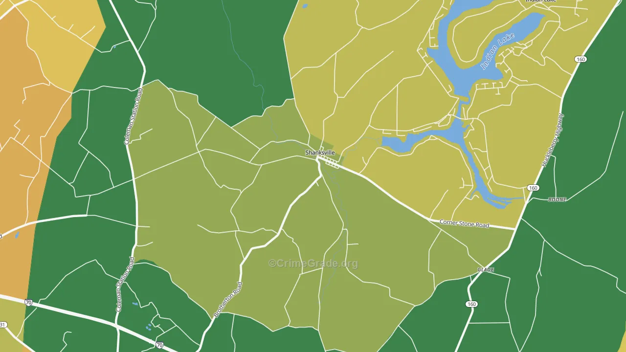 Shanksville, PA Map of Burglary Rates