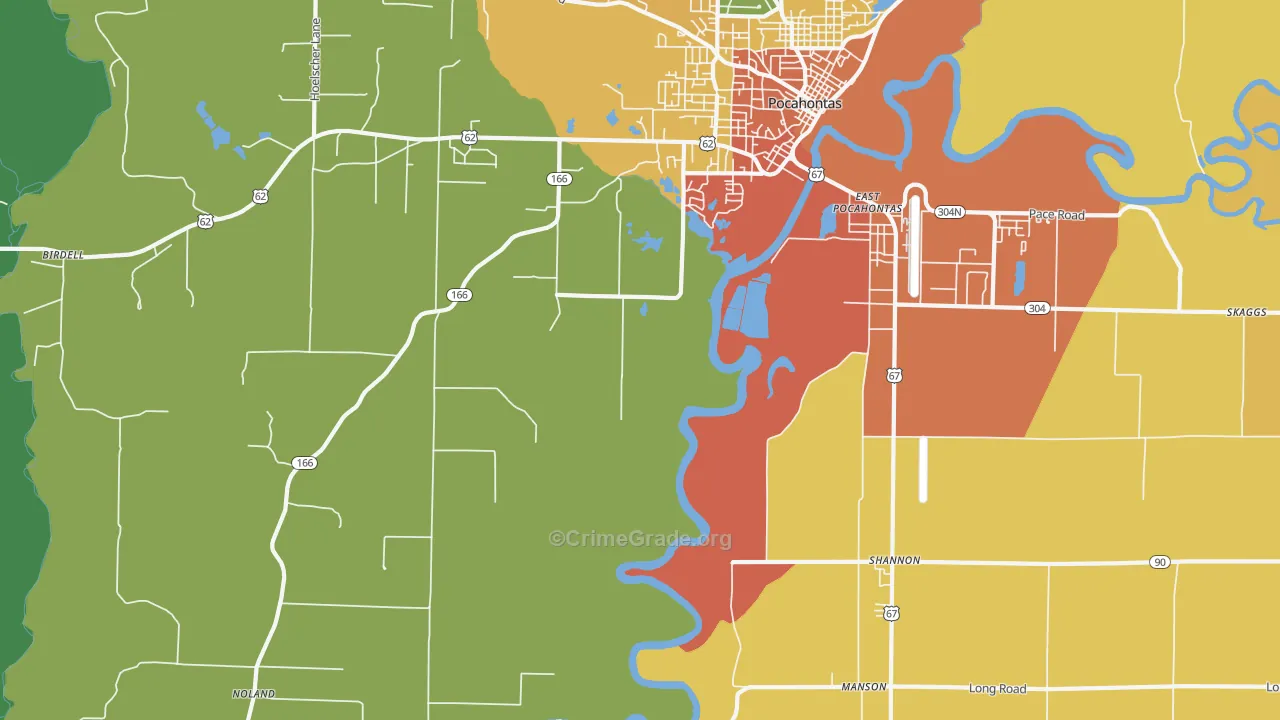 Shannon, AR Map of Burglary Rates