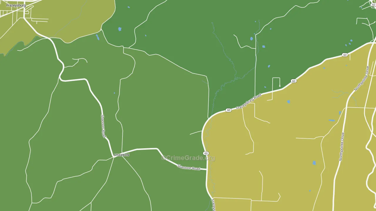 Shannon, OH Map of Burglary Rates