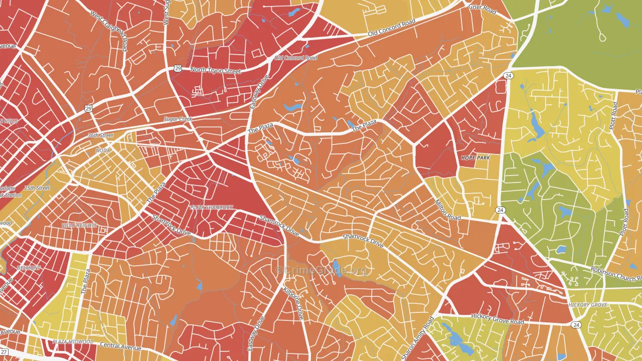 Shannon Park, Charlotte, NC Map of Burglary Rates