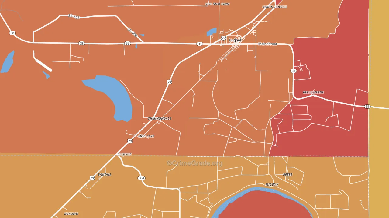 Shannondale, AR Map of Burglary Rates