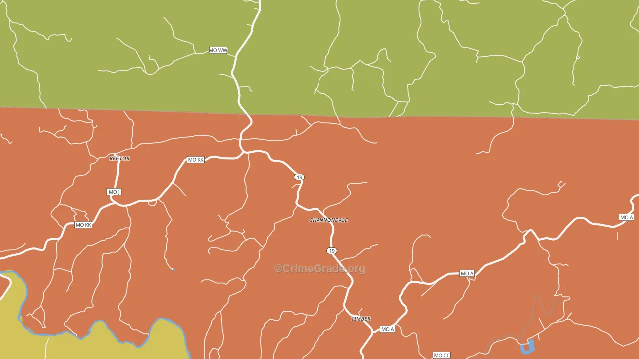 Shannondale, MO Map of Burglary Rates