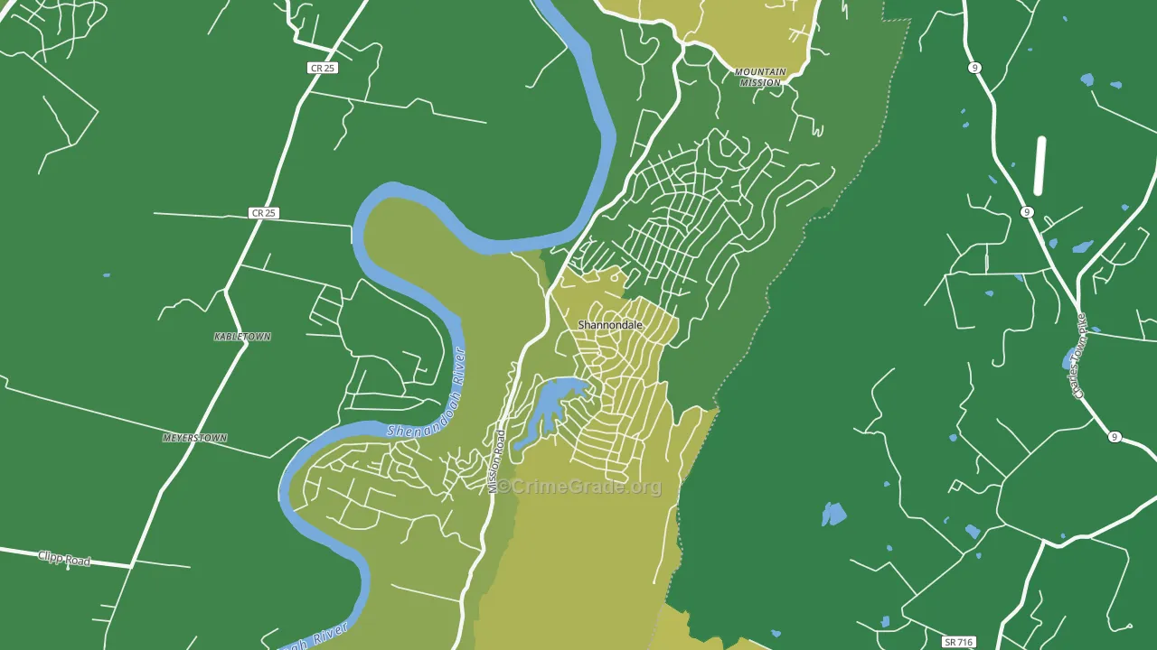 Shannondale, WV Map of Burglary Rates
