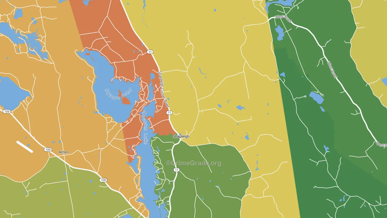 Shapleigh, ME Map of Burglary Rates